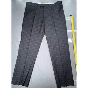 JB Britches Dress Pants Mens 36R Gray Torino Wool Check Flat Front Straight